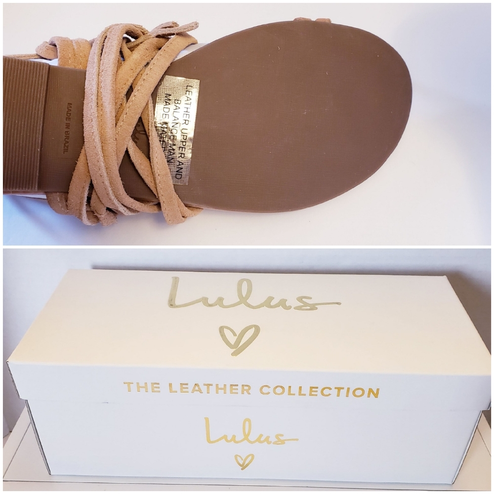 ❎️SOLD❎️NEW! LULU's Taylen tan suede leather Flat Lace up sandals sz 6.5 - Picture 5 of 9